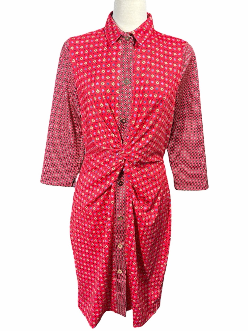 Gretchen Scott Twist and Shout Red Geometric Printed Dress Women's Size Large